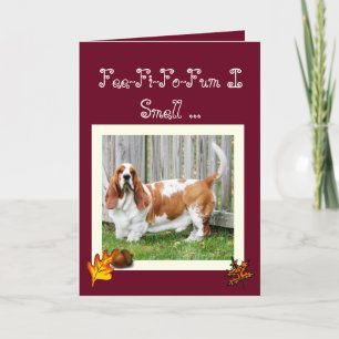 Carte de bon thanksgiving w/Basset, Turquie, et