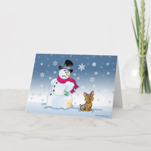Carte de bonhomme de neige et de Noël de Yorkie