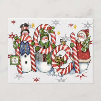 carte de bonhommes de neige de noel