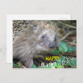 Carte de bonne anniversaire avec un hérisson migno (Devant / Derrière)