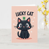 Carte de Bonne Chance Chat Chanceux (Fleur jaune)