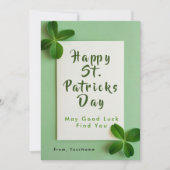 Carte de Bonne Chance de la Saint-Patrick à Trèfle (Devant)