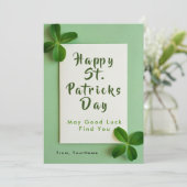 Carte de Bonne Chance de la Saint-Patrick à Trèfle (Debout devant)