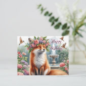 Carte de bonne fête avec un renard mignon portant  (Debout devant)