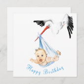 Carte de bonne fête drôle avec un bébé porté par u (Devant / Derrière)