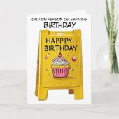 Carte de bonne fête prudente drôle - Panneau jaune (Devant)
