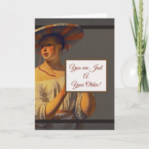 Carte de bonne fête rétro pour femme, juste un an