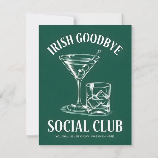 Carte de bonne fête St Patrick drôle d'adieu irlan (Devant)