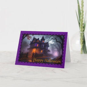 Carte de Bonne Halloween Maison Hantée