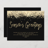 Carte de Bonnes Fêtes de Parties scintillant d'or  (Devant / Derrière)