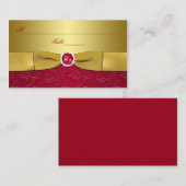 CARTE DE BORD IMPRIMÉE EN RIBBON Rouge, Or Floral (Devant / Derrière)