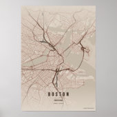 Carte de Boston Impression Rustique Massachusetts  (Devant)