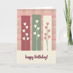 Carte de botanique à carreaux pour anniversaire