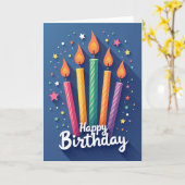 Carte de bougie d'anniversaire joyeuse (Fleur jaune)