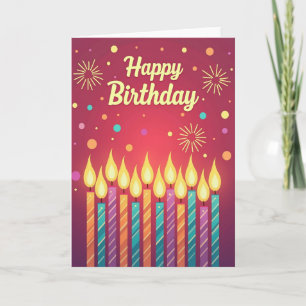 Carte de bougie d'anniversaire lumineuse