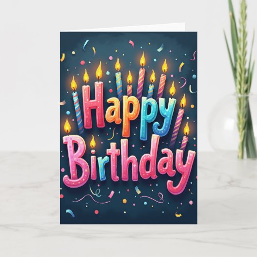 Carte de bougie d'anniversaire rayée (Devant)