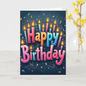 Carte de bougie d'anniversaire rayée (Fleur jaune)