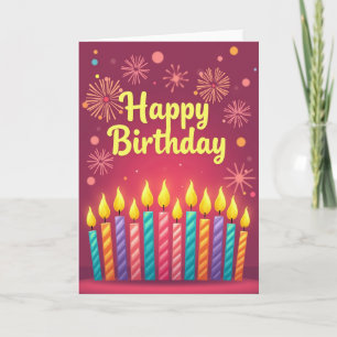 Carte de bougie rayée d'anniversaire
