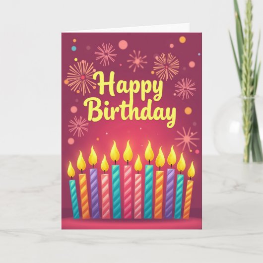 Carte de bougie rayée d'anniversaire (Devant)