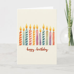 Carte de bougies aquarelle pour anniversaire doux