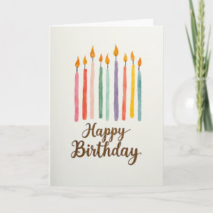 Carte de bougies d'anniversaire à l'aquarelle