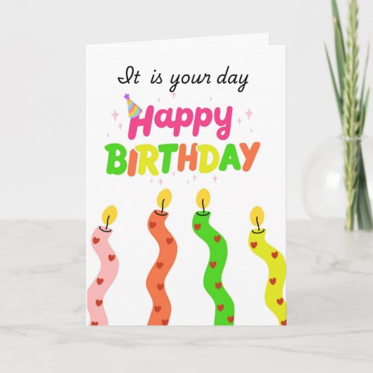 Carte de bougies d'anniversaire colorées (Devant)