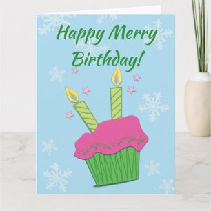 Carte de bougies de cupcake de joyeux anniversaire