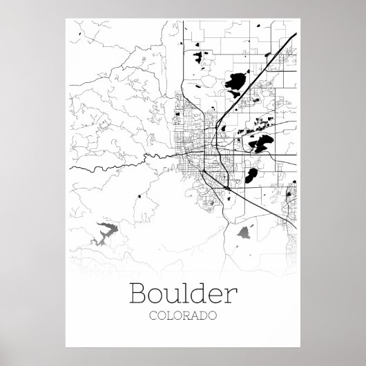 Carte de Boulder - Colorado - Poster de la carte d (Devant)