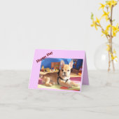 Carte de bouledogue français sur oreiller (Fleur jaune)