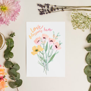 Carte de bouquet aquarelle 'L'amour fleurit ici'
