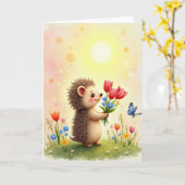 Carte de bouquet d'animaux charmants (Fleur jaune)