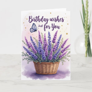 Carte de bouquet d'anniversaire lavande