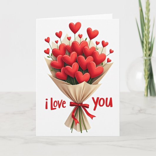 Carte de bouquet de coeurs pour la Saint-Valentin (Devant)