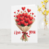 Carte de bouquet de coeurs pour la Saint-Valentin (Fleur jaune)