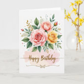 Carte de bouquet de roses élégant (Fleur jaune)