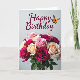 Carte de bouquet de roses joyeuses