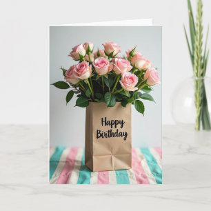 Carte de bouquet de roses pastel