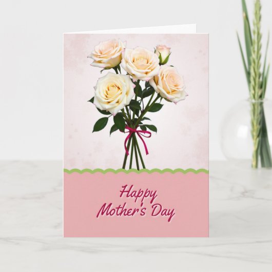 Carte de bouquet de roses roses rayées (Devant)