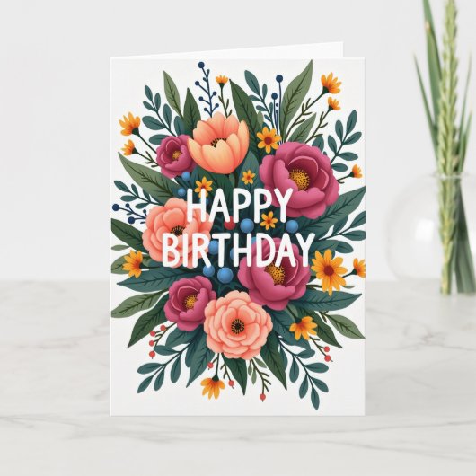 Carte de bouquet fleuri rayé (Devant)