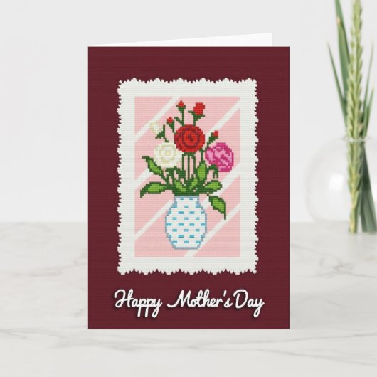 Carte de bouquet floral Pixel (Devant)