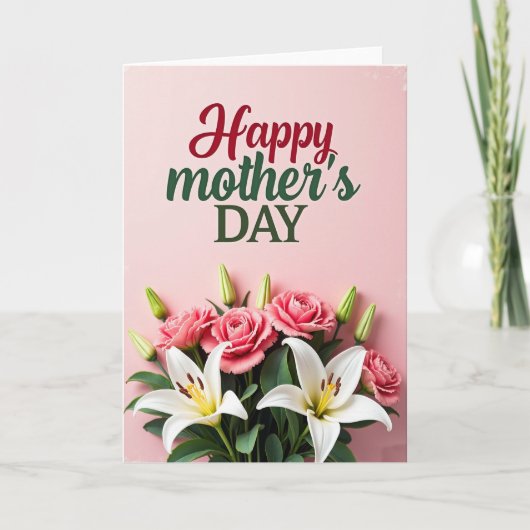 Carte de bouquet floral rose (Devant)