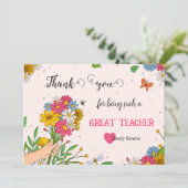 Carte de bouquet Merci (Debout devant)