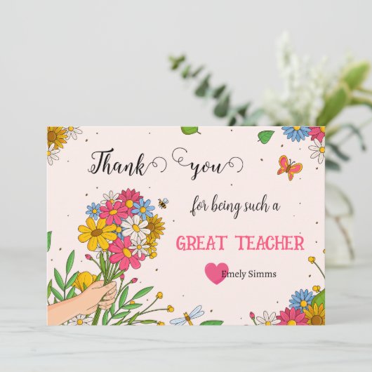 Carte de bouquet Merci (Debout devant)