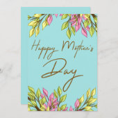 Carte de bouquet Pink Green Happy (Devant / Derrière)