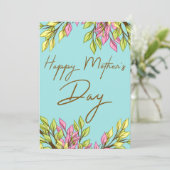 Carte de bouquet Pink Green Happy (Debout devant)