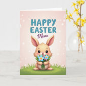 Carte de bouquet printanier de lapin mignon (Fleur jaune)