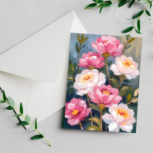 Carte de bouquet rose Peonies