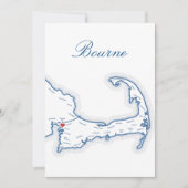 Carte de Bourne pour table de mariage au Cap Cod (Devant)