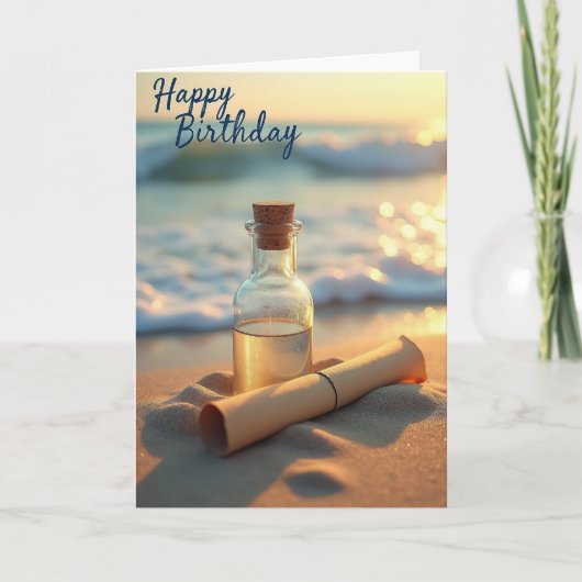 Carte de bouteille d'anniversaire dorée (Devant)