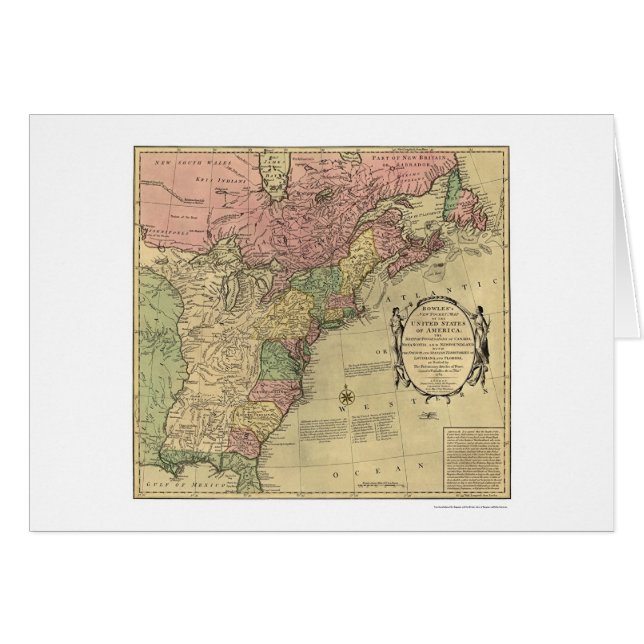 Carte de Bowles de l'Amérique 1784 (Devant horizontal)